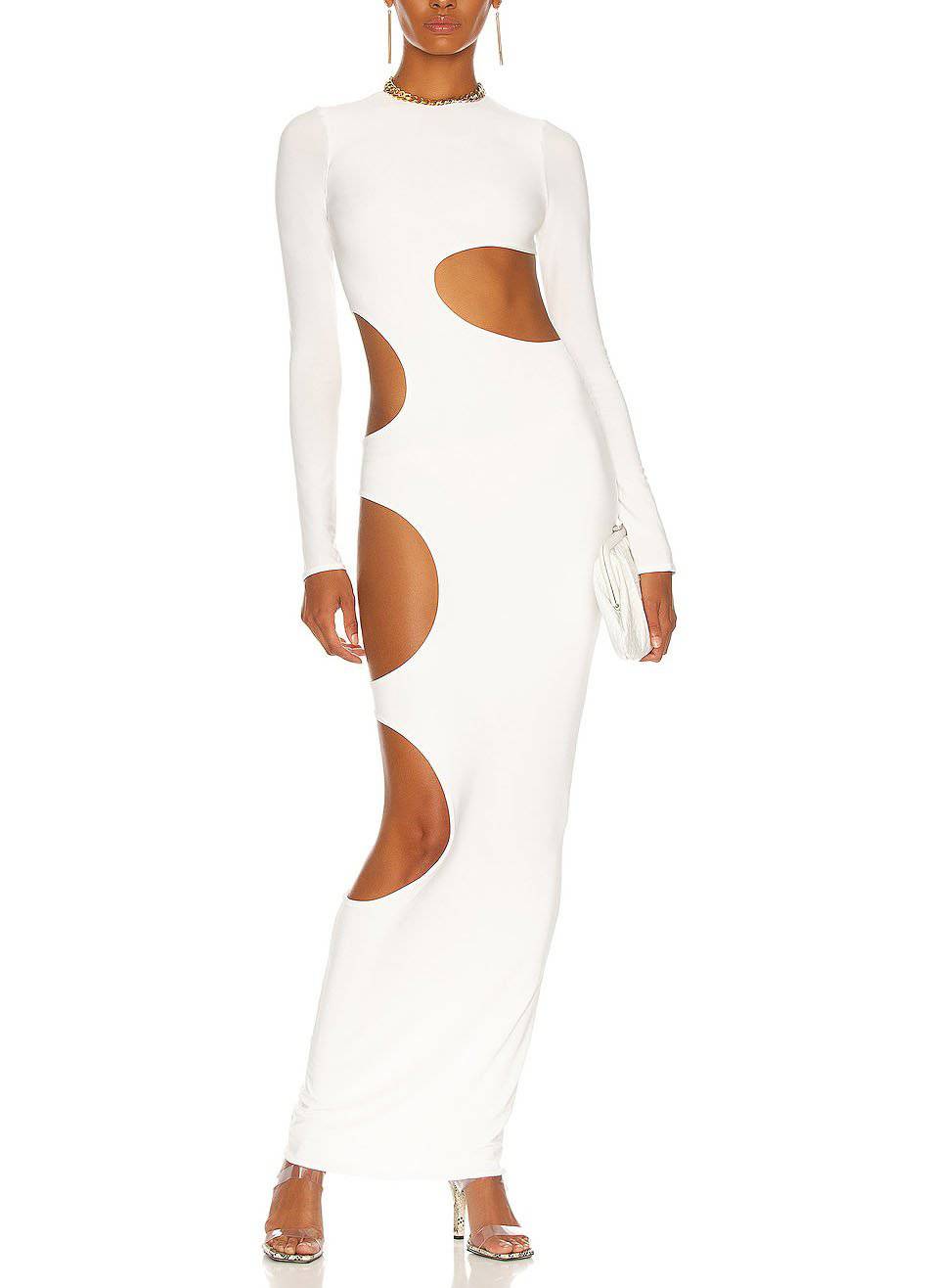Long Sleeve Gown With Cutout Slit ...